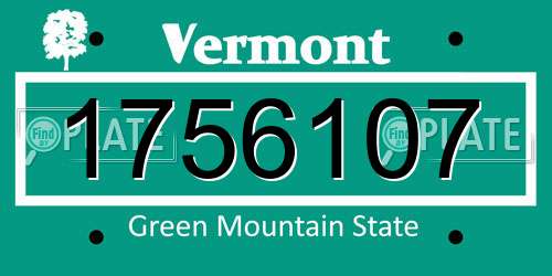 1756107 Vermont License Plate