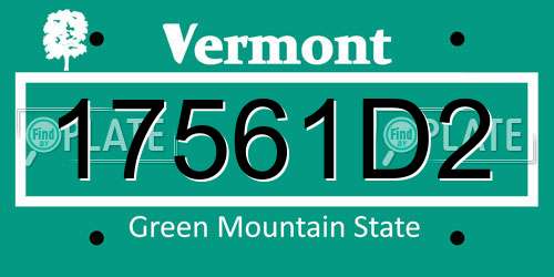 17561D2 Vermont License Plate