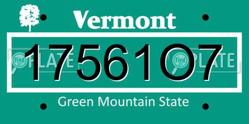 17561O7 Vermont License Plate