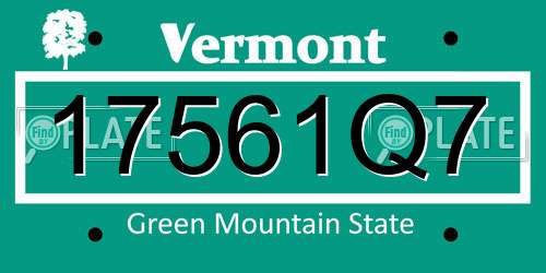 17561Q7 Vermont License Plate