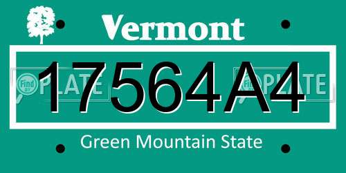 17564A4 Vermont License Plate