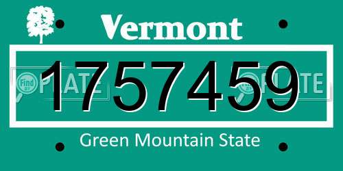 1757459 Vermont License Plate
