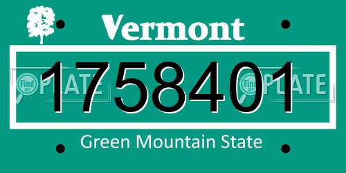 1758401 Vermont License Plate
