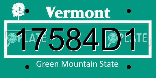 17584D1 Vermont License Plate