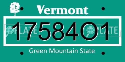 17584O1 Vermont License Plate