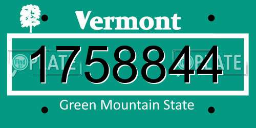 1758844 Vermont License Plate