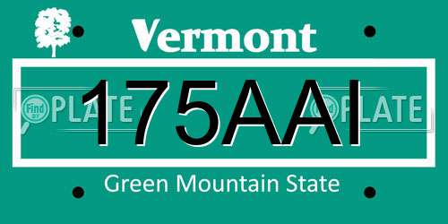 175AAI Vermont License Plate