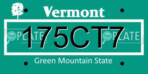 175CT7 Vermont License Plate