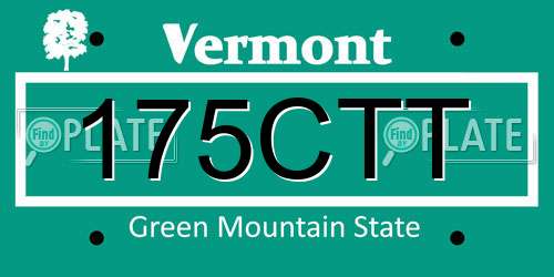 175CTT Vermont License Plate