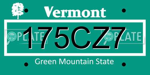 175CZ7 Vermont License Plate