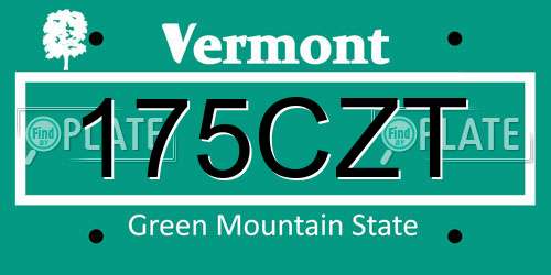 175CZT Vermont License Plate