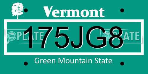 175JG8 Vermont License Plate