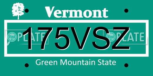175VSZ Vermont License Plate