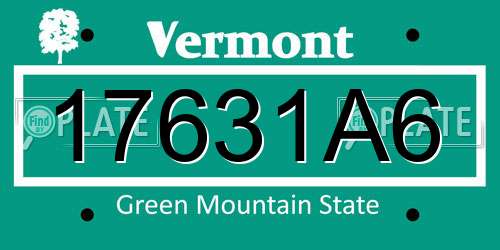 17631A6 Vermont License Plate