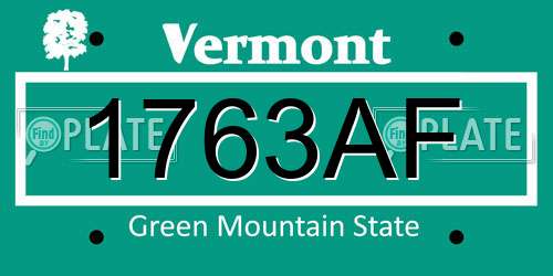 1763AF Vermont License Plate