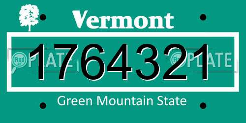 1764321 Vermont License Plate