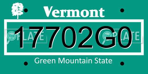 17702G0 Vermont License Plate