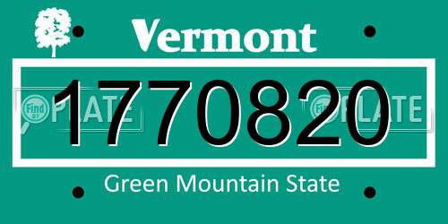 1770820 Vermont License Plate