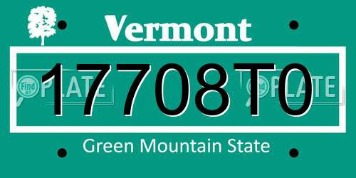 17708T0 Vermont License Plate