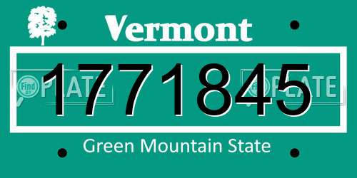 1771845 Vermont License Plate