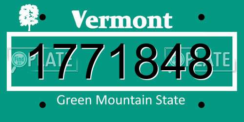 1771848 Vermont License Plate