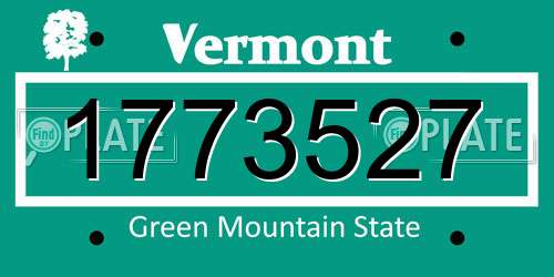 1773527 Vermont License Plate
