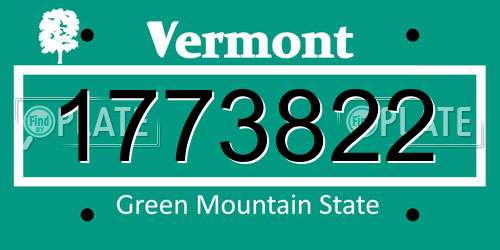 1773822 Vermont License Plate