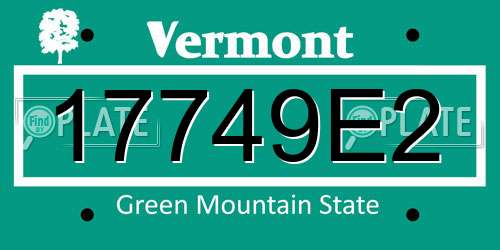 17749E2 Vermont License Plate
