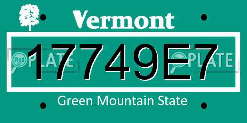 17749E7 Vermont License Plate