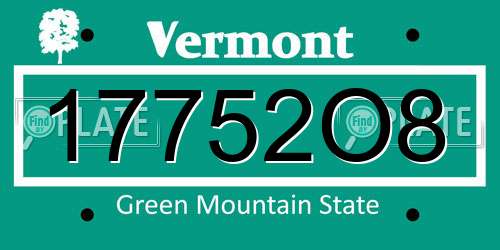 17752O8 Vermont License Plate