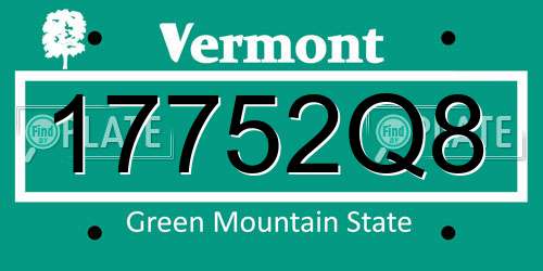 17752Q8 Vermont License Plate
