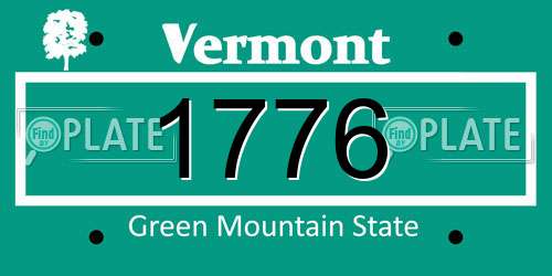1776 Vermont License Plate