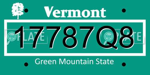 17787Q8 Vermont License Plate