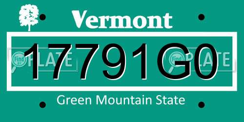 17791G0 Vermont License Plate