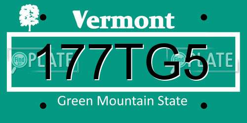 177TG5 Vermont License Plate