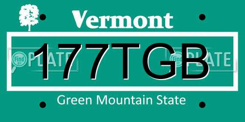 177TGB Vermont License Plate