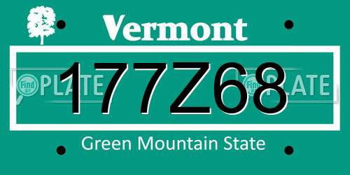 177Z68 Vermont License Plate
