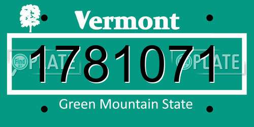 1781071 Vermont License Plate