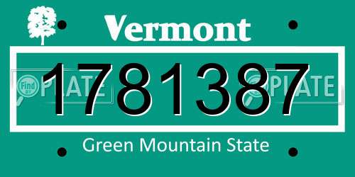 1781387 Vermont License Plate