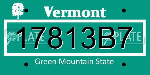 17813B7 Vermont License Plate