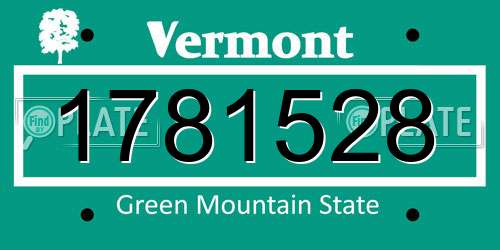 1781528 Vermont License Plate