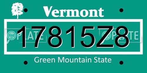 17815Z8 Vermont License Plate