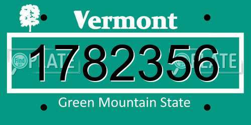 1782356 Vermont License Plate