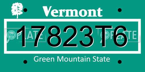 17823T6 Vermont License Plate
