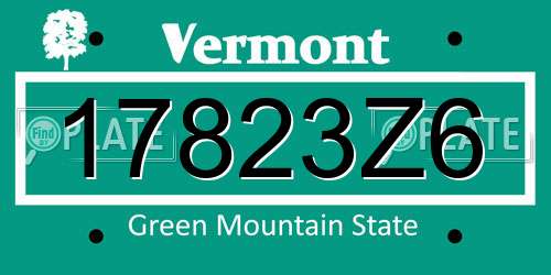 17823Z6 Vermont License Plate
