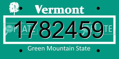 1782459 Vermont License Plate