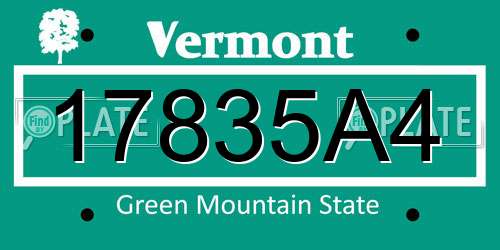 17835A4 Vermont License Plate