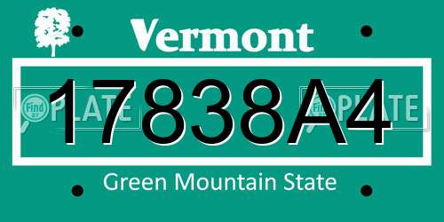 17838A4 Vermont License Plate