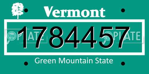 1784457 Vermont License Plate