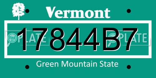 17844B7 Vermont License Plate